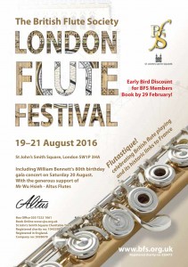 19-21 août 2016 - Flutastic - The BFS London Flute Festival